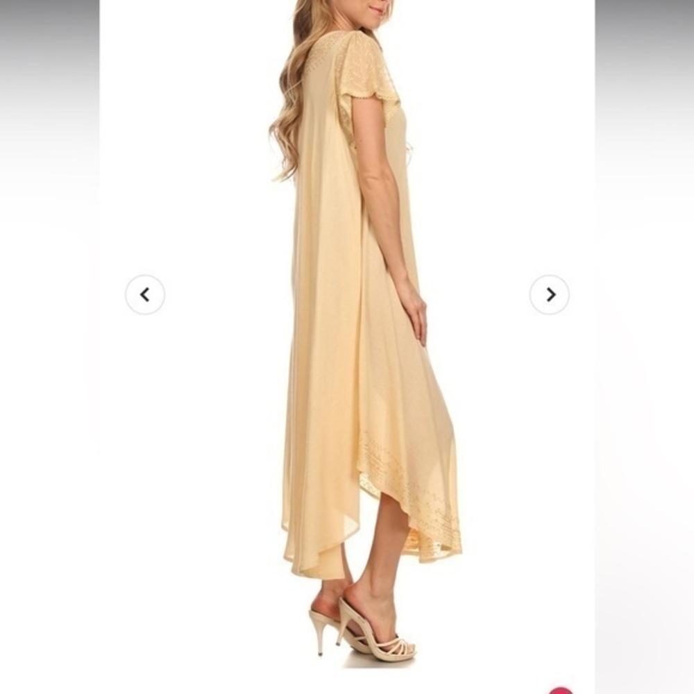 Sakkas Everyday Essentials Cap Sleeve butter yellow Caftan Dress or Cover Up